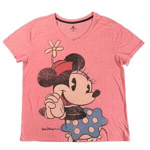 Disney Parks Women's T-Shirt Minnie Mouse Graphic Pink Soft Short Sleeve Size 1X